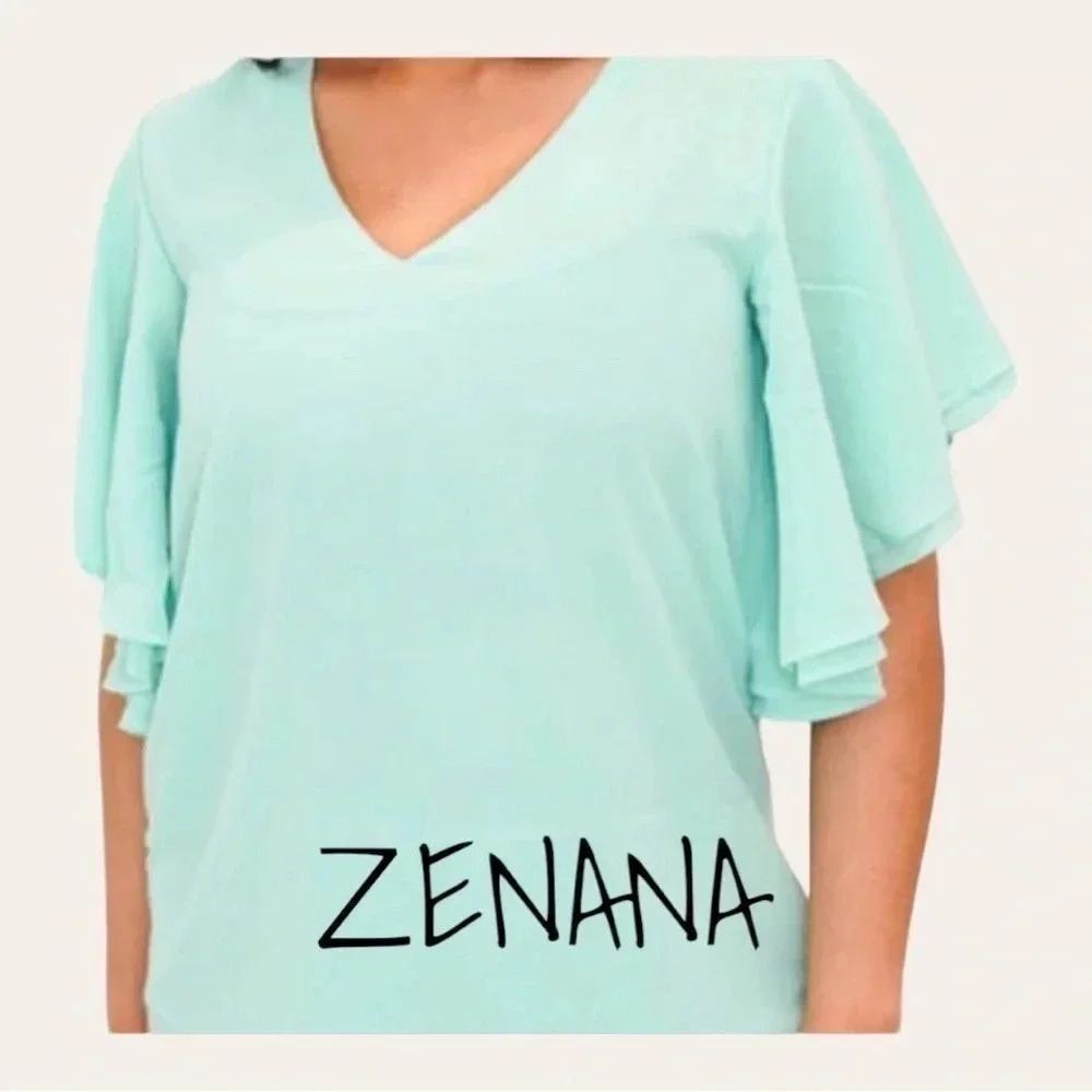 0605. ZENANA‎ FLOWY FLUTTER SLEEVES TOP FULLY LINED SIZE XLARGE